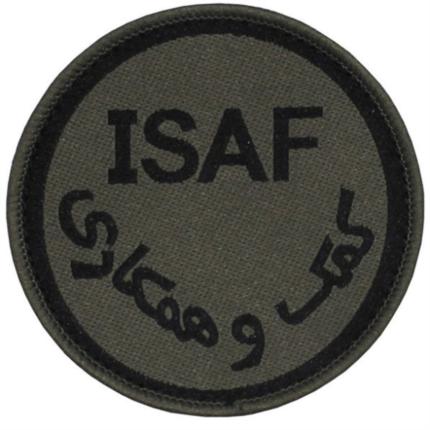 Velcro výšivka ISAF - olivově zelená / černá